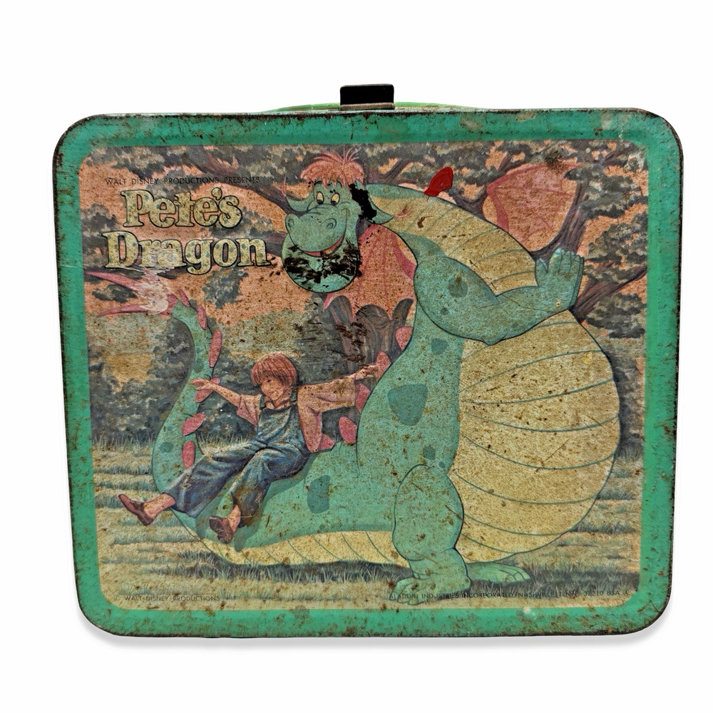 Vintage Pete’s Dragon Disney Aladdin Metal Lunchbox No Thermos 1970s Rustic